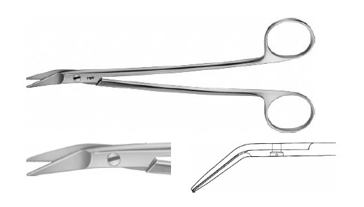 Дін мигдалкові ножиці вигнуті зазубрені тупі/тупі 170 мм